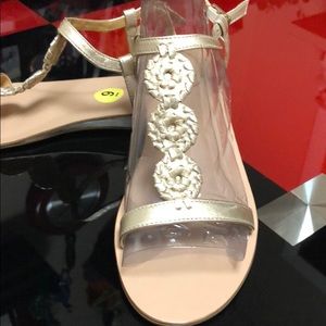 NWOT Jack Rogers gold leather sandals, size 9